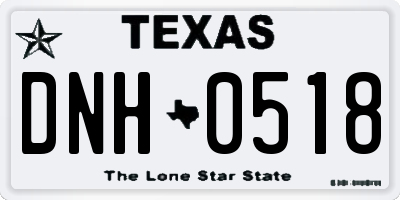 TX license plate DNH0518
