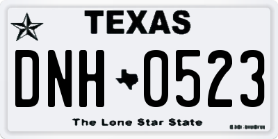 TX license plate DNH0523