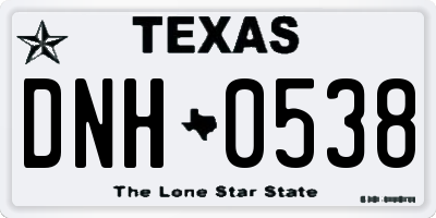 TX license plate DNH0538
