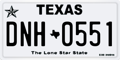 TX license plate DNH0551