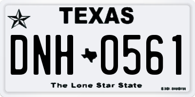 TX license plate DNH0561