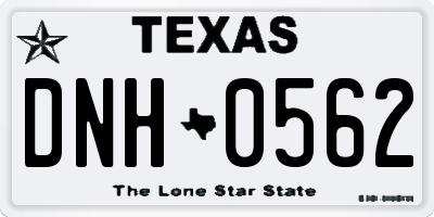 TX license plate DNH0562
