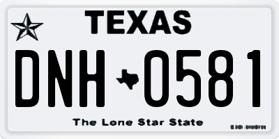 TX license plate DNH0581