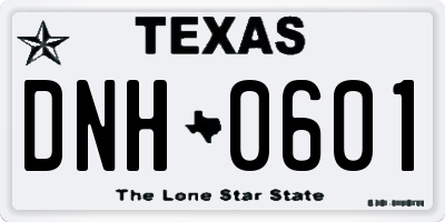 TX license plate DNH0601
