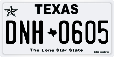 TX license plate DNH0605