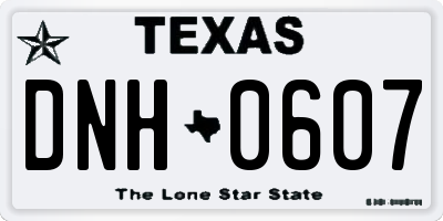 TX license plate DNH0607