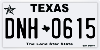 TX license plate DNH0615