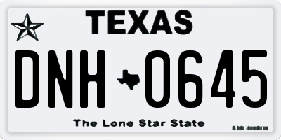 TX license plate DNH0645