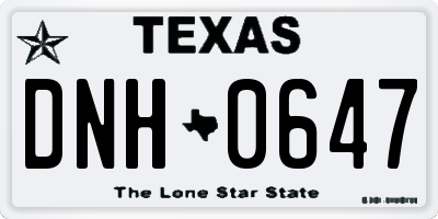 TX license plate DNH0647