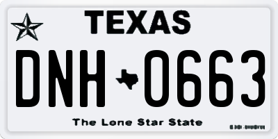 TX license plate DNH0663