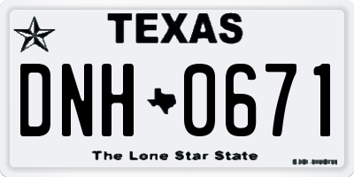 TX license plate DNH0671