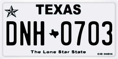TX license plate DNH0703
