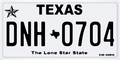 TX license plate DNH0704