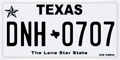 TX license plate DNH0707