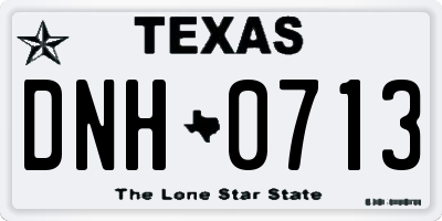 TX license plate DNH0713