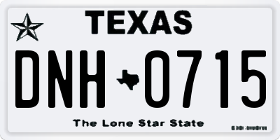 TX license plate DNH0715