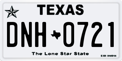 TX license plate DNH0721