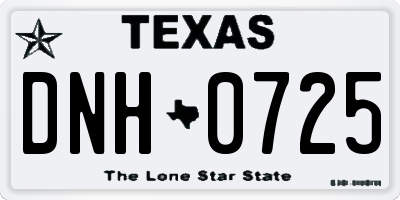 TX license plate DNH0725