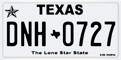 TX license plate DNH0727