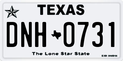 TX license plate DNH0731