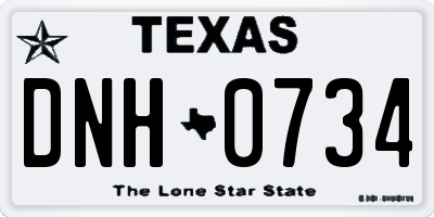 TX license plate DNH0734