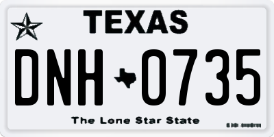 TX license plate DNH0735