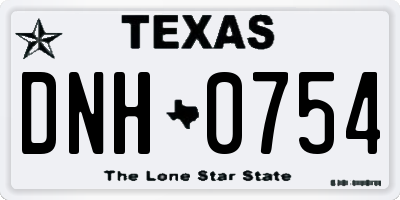 TX license plate DNH0754