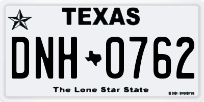 TX license plate DNH0762