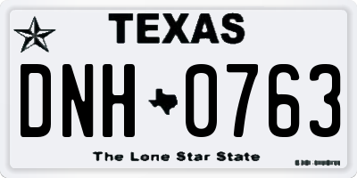 TX license plate DNH0763