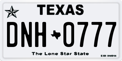 TX license plate DNH0777