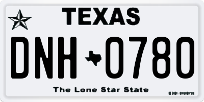 TX license plate DNH0780