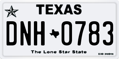 TX license plate DNH0783
