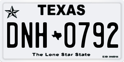 TX license plate DNH0792