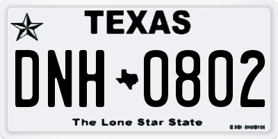 TX license plate DNH0802