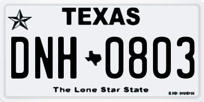 TX license plate DNH0803