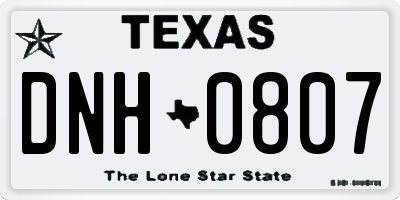 TX license plate DNH0807