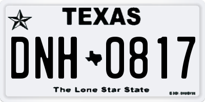 TX license plate DNH0817