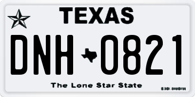 TX license plate DNH0821
