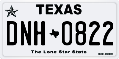 TX license plate DNH0822