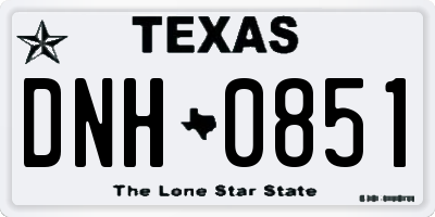 TX license plate DNH0851