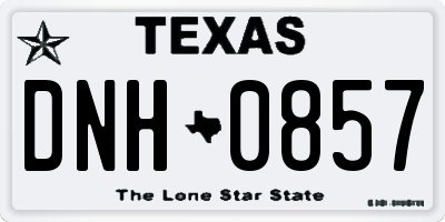 TX license plate DNH0857