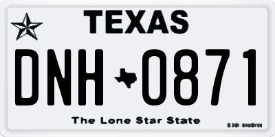 TX license plate DNH0871