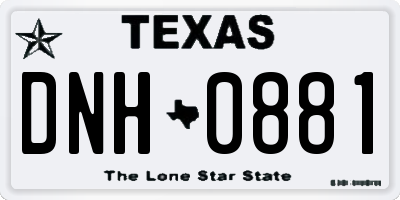 TX license plate DNH0881