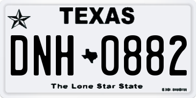TX license plate DNH0882