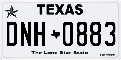 TX license plate DNH0883