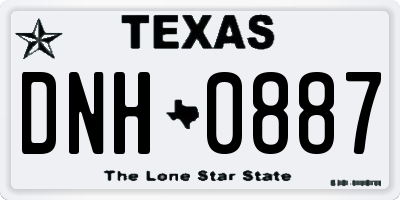 TX license plate DNH0887