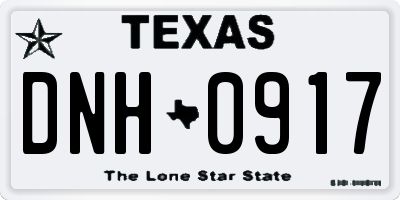 TX license plate DNH0917