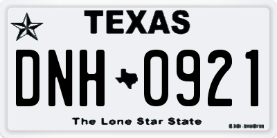 TX license plate DNH0921