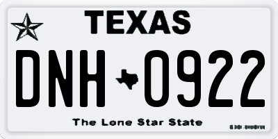 TX license plate DNH0922