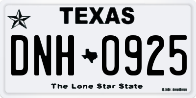 TX license plate DNH0925